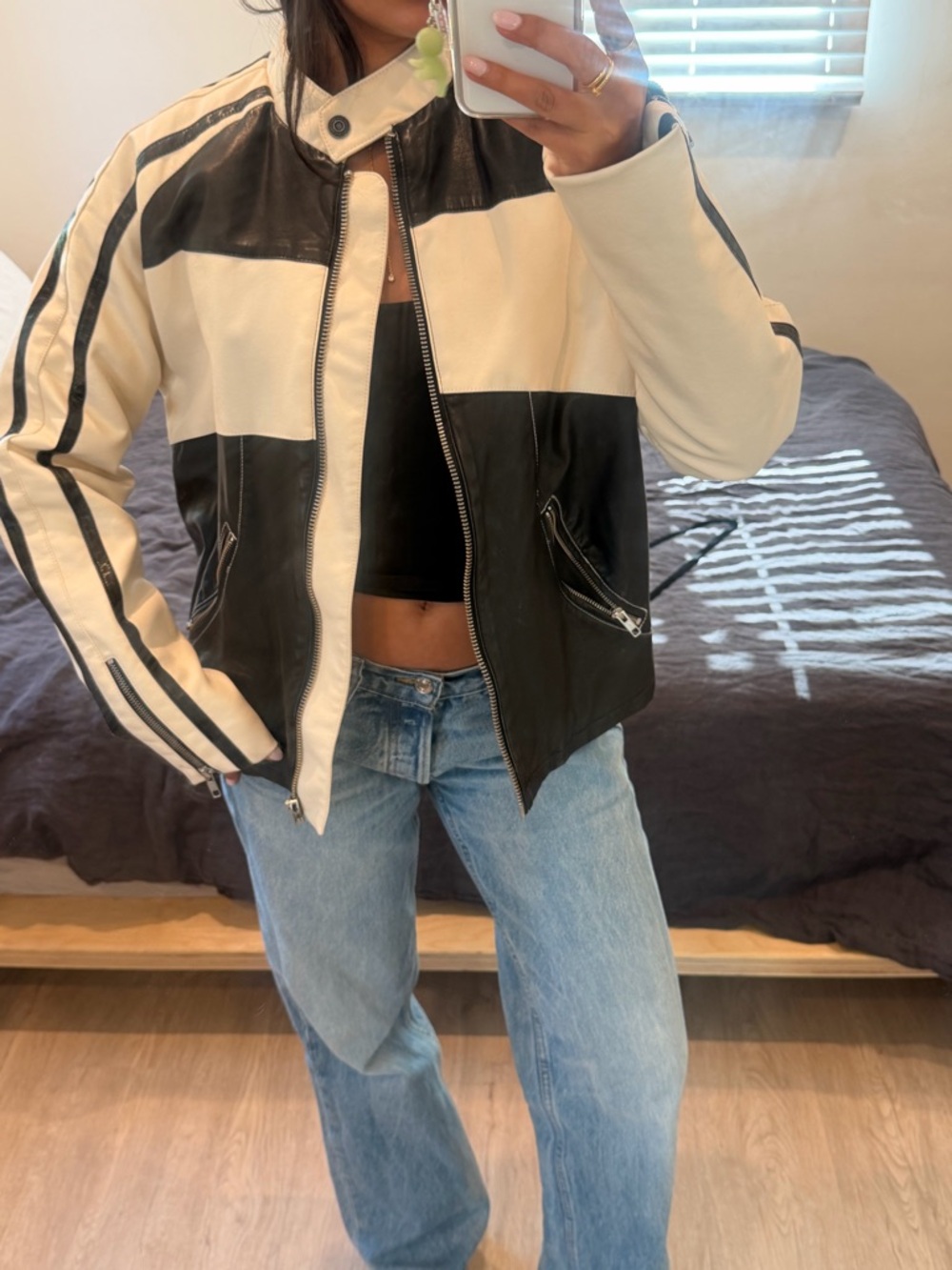 Free People Bright Yellow Lined Jacket with Cream Trim